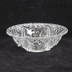 KIG Malaysia Clear Bowl Pressed Glass Heart Fleur de Lis Elegant Serving Dish